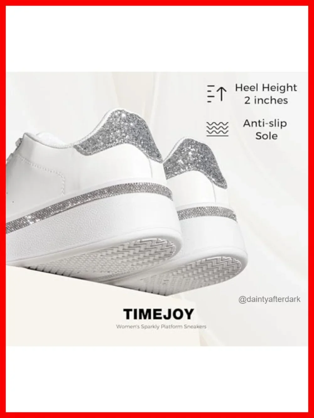 Glitter Platform Sneakers Women's Low Top Lace Up Anti-Slip Streetwear